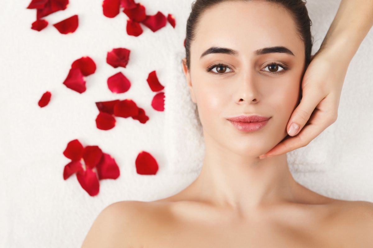 A woman having facial.