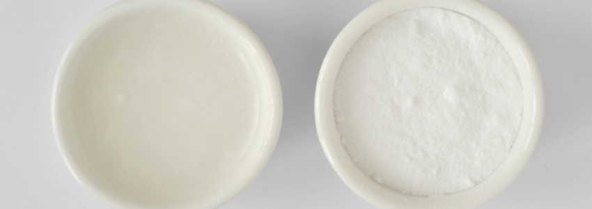 A picture of Baking soda and coconut oil for face mask comparation