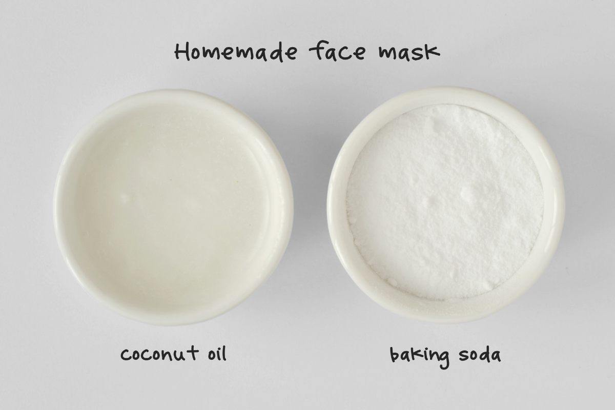 A picture of Baking soda and coconut oil for face mask comparation