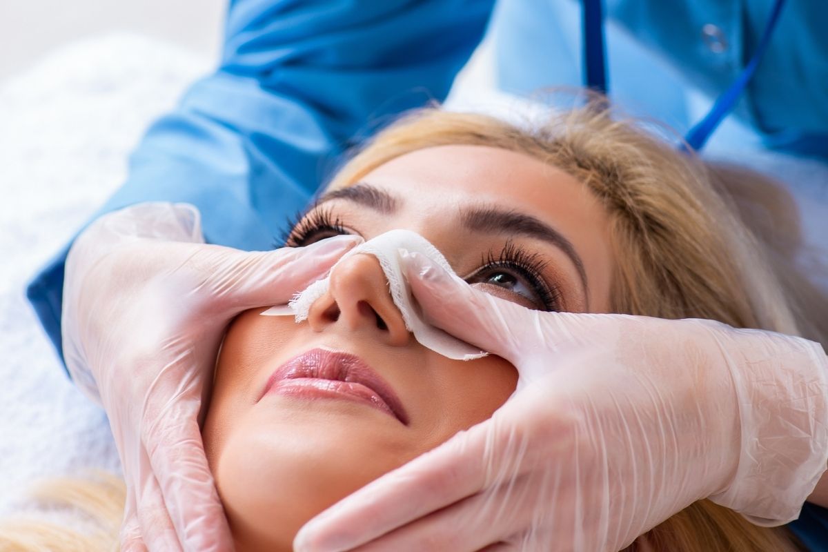 A girl going through septorhinoplasty.