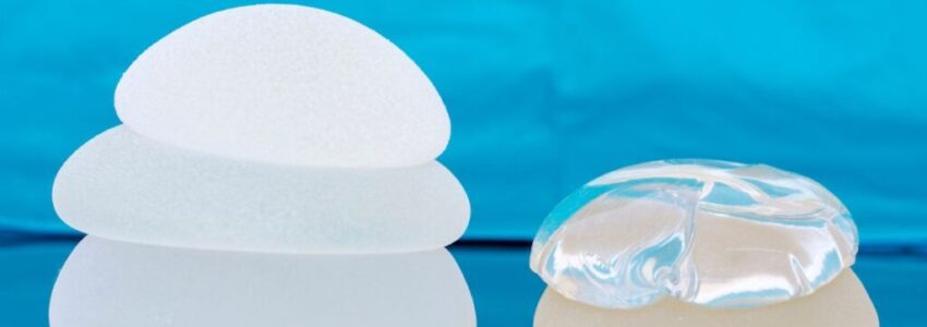 Different types of breast implants in various sizes.