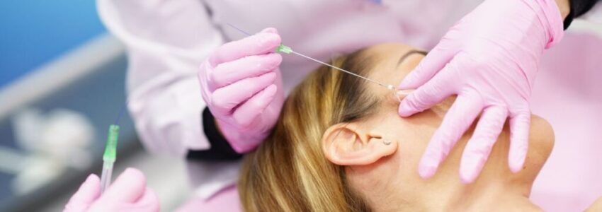 A woman undergoing a PDO threadlift treatment.