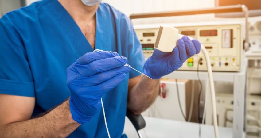 A woman getting a boob job in South Florida.